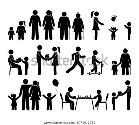 Stick Figure Family People Icons Set Stock Vector (Royalty Free) 1071512261