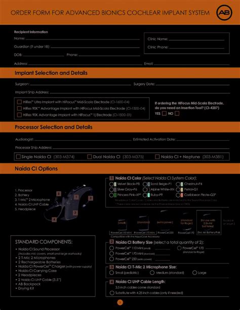 (PDF) ORDER FORM FOR ADVANCED BIONICS COCHLEAR IMPLANT · PDF file1 1 ...