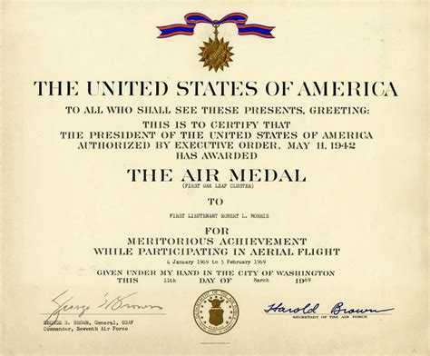 Air Medal Certificate—First Oak Leaf Cluster · The Vietnam Memory Project