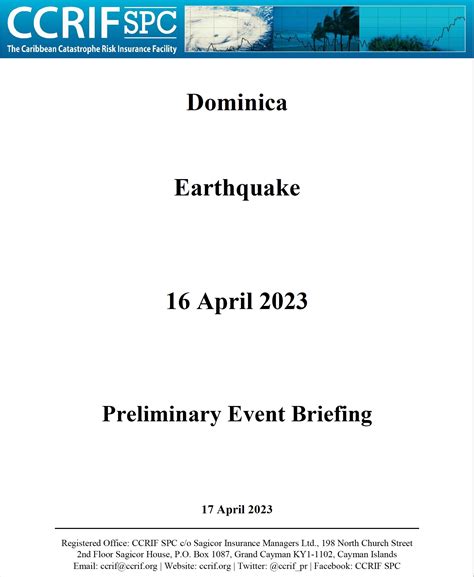 Preliminary Event Briefing - Earthquake -Dominica - April 16 2023 ...