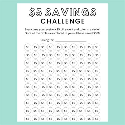 $5 Dollar Savings Challenge – Freedom In A Budget