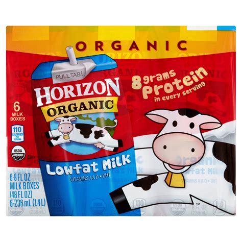 Horizon Organic Milk Lowfat Plain 6PK 8oz EA | Garden Grocer