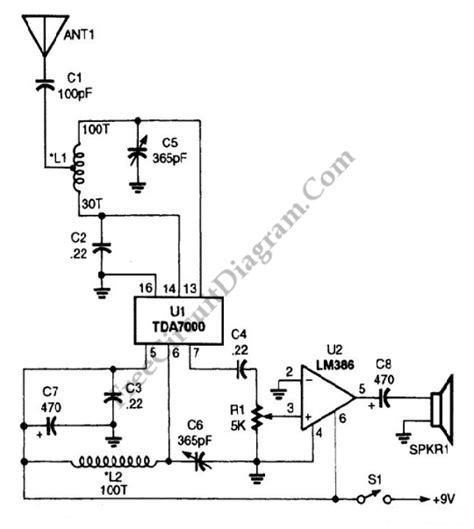 AM Radio Receiver Circuit Employs FM IC Chip – Electronic Circuit Diagram