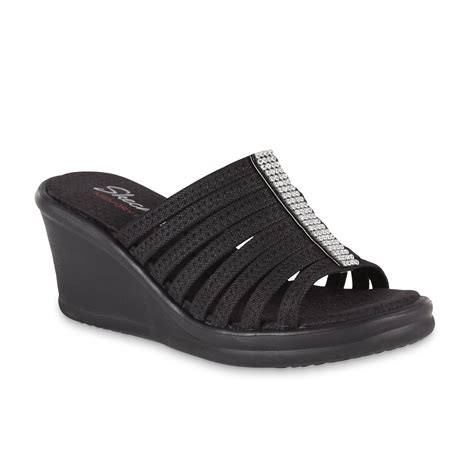 Skechers Women's Hot Shot Black Wedge Sandal