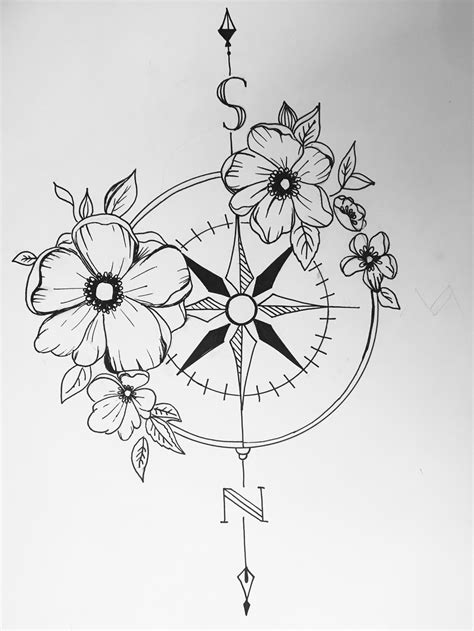 Roses and compass line art | Geometric tattoo hand, Compass rose tattoo ...