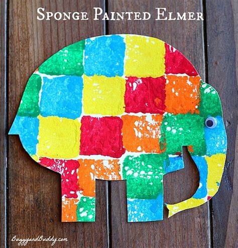 Sponge Painted Elmer the Elephant - Buggy and Buddy