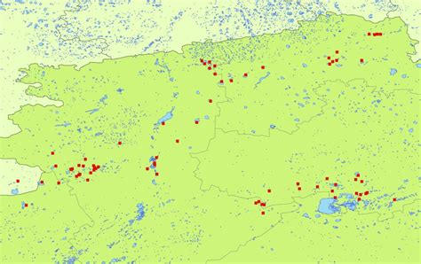 Location of all lakes and water bodies surveyed during the 2016 ...