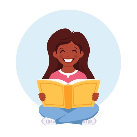 Black girl reading book. Girl studying with a book. 3399902 Vector Art at Vecteezy