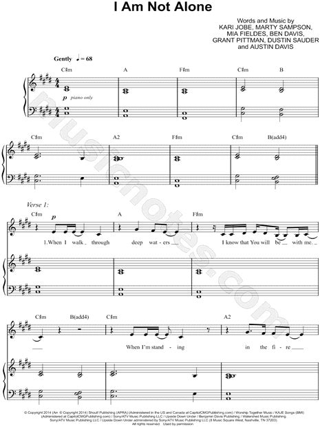 Kari Jobe "I Am Not Alone" Sheet Music in C# Minor (transposable) - Download & Print | Sheet ...