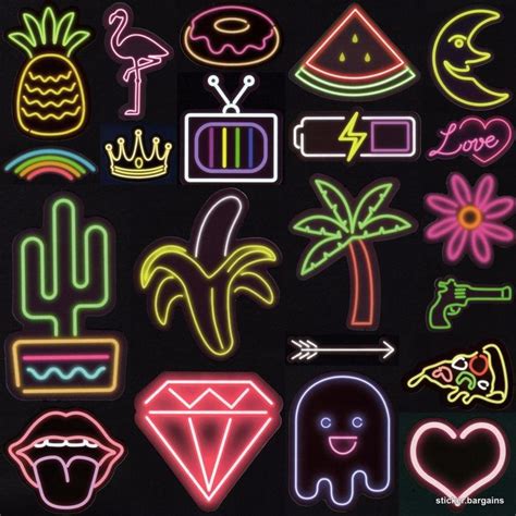 Neon Lights Stickers 20+ Designs! Signs Laptop Car Skateboard Waterproof Vinyl | Neon art ...