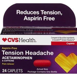 CVS Health Tension Headache Pain Reliever Aid Caplets (FSA Eligible ...