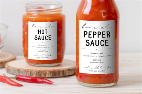 Homemade Pepper Sauce Label Template Printable Hot Sauce - Etsy