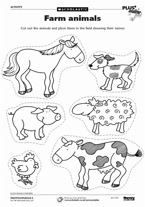 Farm Animals Flashcards Black And White