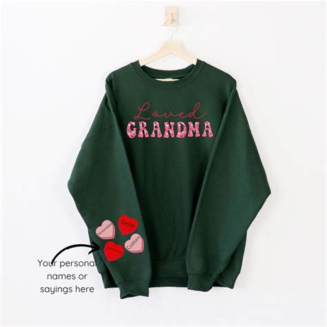 Custom Grandma Sweatshirt,grandma Valentines Sweatshirt Custom Candy Hearts,grandma Gift,custom ...