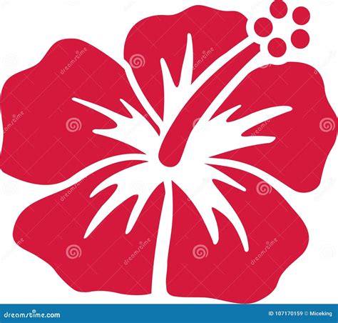 Red hibiscus flower stock vector. Illustration of floral - 107170159