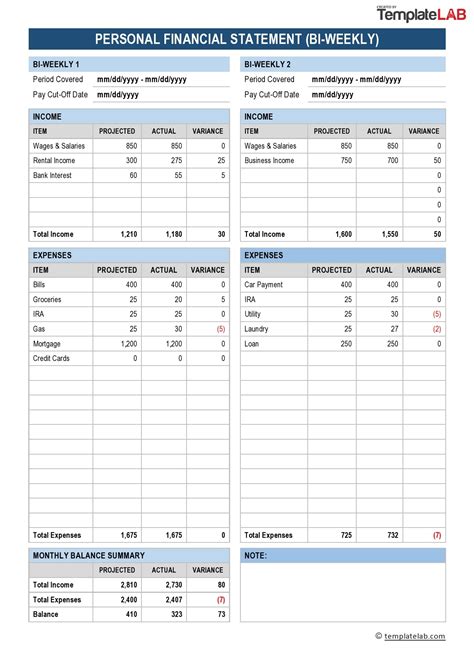 40+ Personal Financial Statement Templates & Forms ᐅ TemplateLab