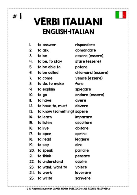 ITALIAN VERBS LIST | Italian language learning, Learning italian ...