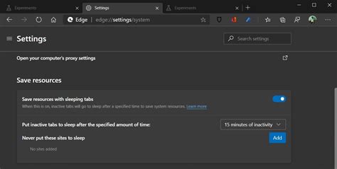 Sleeping Tabs Microsoft Edge
