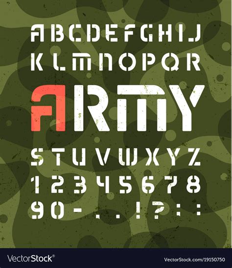 Army Alphabet Stencil Military Font With Numbers Vector Image ...