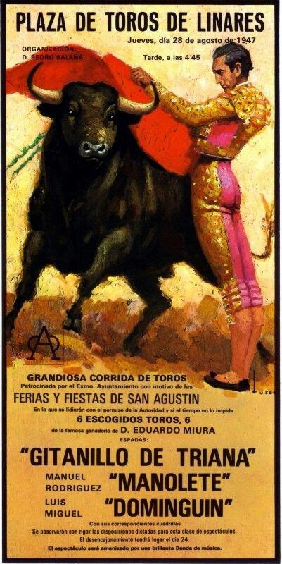 1947 vintage poster. Corrida announcing two ot the most famous Matadors ...