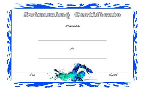 Editable Swimming Certificate Template FREE (3rd Design) | Certificate templates, Free printable ...