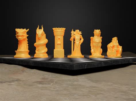 STL file Dragon Figure Chess Set Dragon Knight Character Chess Pieces 🐉 ...