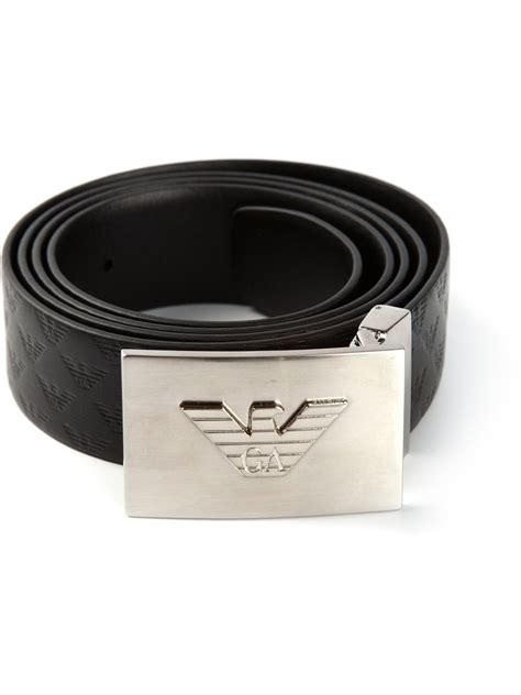 Emporio armani Logo Buckle Belt in Black for Men | Lyst