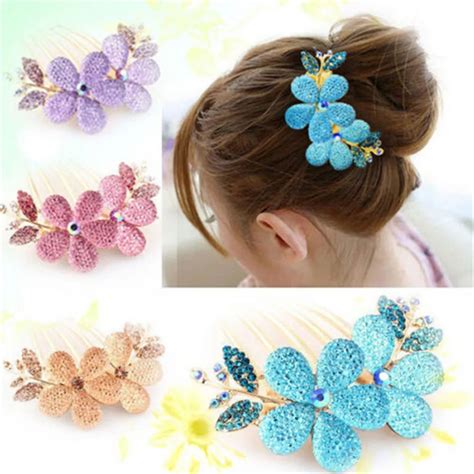 Fashion Beautiful Crystal Rhinestone Decorative Hair Comb Flower Pin ...