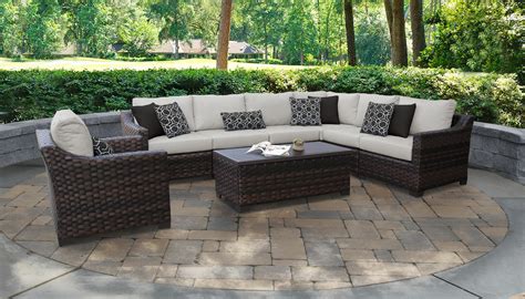 TK Classics kathy ireland Homes & Gardens River Brook 8 Piece Outdoor Wicker Patio Furniture Set ...