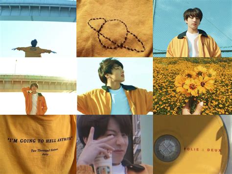 Desktop jungkook euphoria wallpaper - yellow aesthetic | Desktop ...