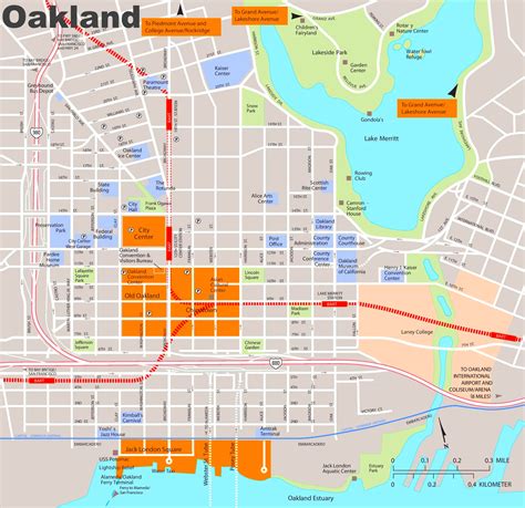 Downtown Oakland Tourist Map - Ontheworldmap.com