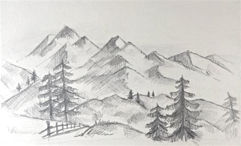 How To Draw A Mountain Landscape Step By Step Easy