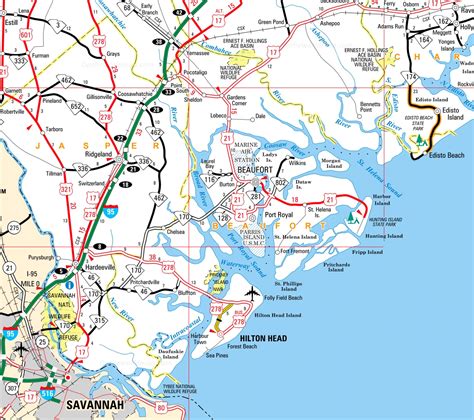 Beaufort Area Road Map - Ontheworldmap.com