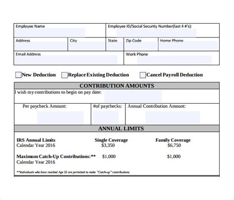 Payroll Deduction Form | Template Business