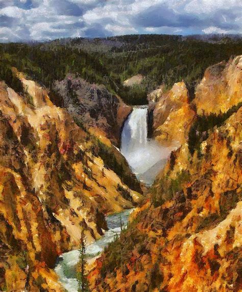 Lower Falls Yellowstone Painting by Dan Sproul