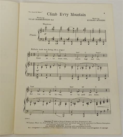 Climb Every Mountain Song Vintage Sheet Music 1959 Sound of | Etsy