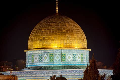 Dome of the Rock, Jerusalem, Night Stock Image - Image of mound, city ...