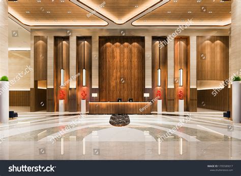 3d Rendering Grand Luxury Hotel Reception Stock Illustration 1795589017 ...