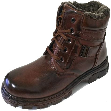 BP Clothing - Men's Winter Boots Ankle Fur Full Lined Lace up Side Zipper Shoes - Walmart.com ...