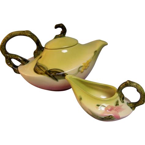 Hull Pottery Woodland Teapot and Creamer from wings on Ruby Lane