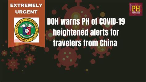 Alarmed DOH; heightens COVID-19 alerts for travelers from China | Regel Javines