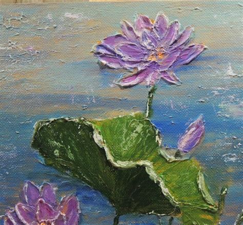 Lotus Art Pond Painting Original Oil Artwork Flower Impasto | Etsy