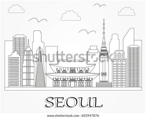 Seoul City Skyline Linear Vector Illustration Stock Vector (Royalty Free) 603947876 | Shutterstock