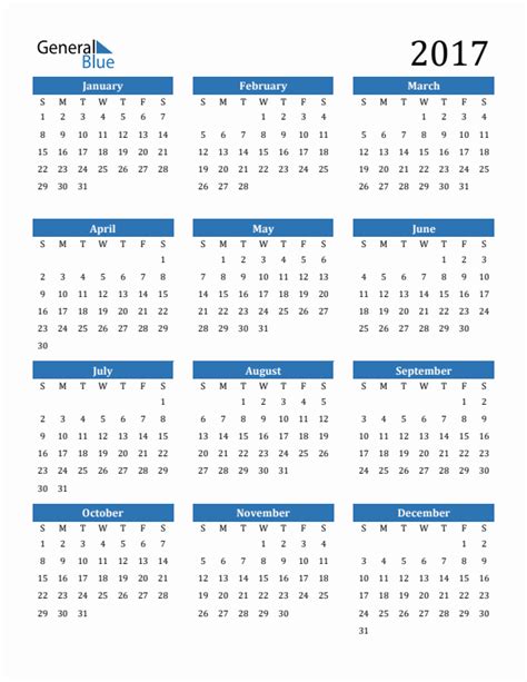 Free 2017 Calendars in PDF, Word, Excel