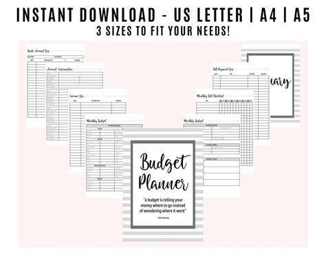 Budget Planner Printable Finance Tracker Printable | Etsy