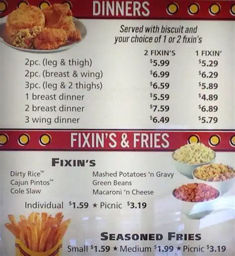 Menu at Bojangles fast food, Charlotte, 231 E Woodlawn Rd