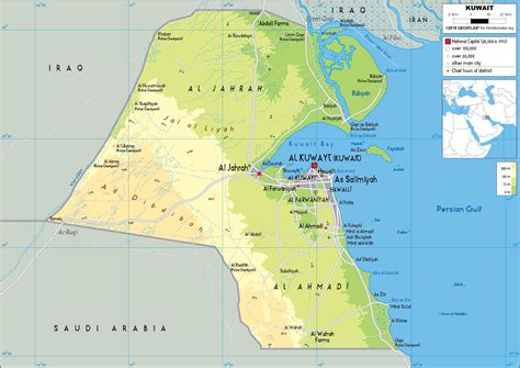 Kuwait Map (Physical) - Worldometer