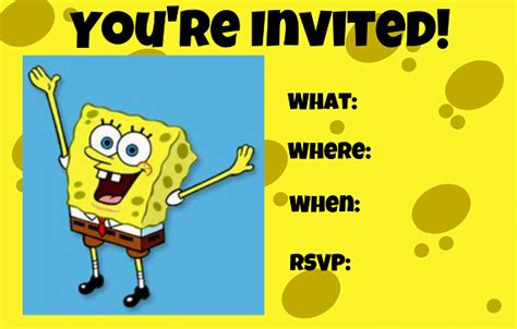 Free Printable Spongebob Birthday Invitations | FREE Printable Birthday Invitation Templates ...