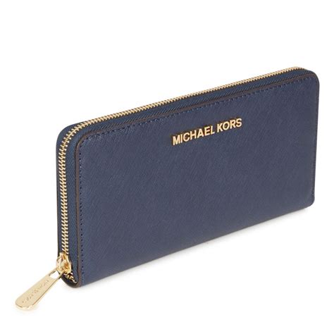 Michael michael kors Jet Set Saffiano Leather Wallet in Blue (navy) | Lyst