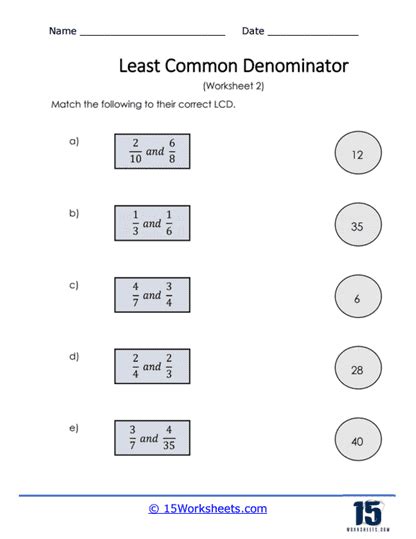 Least Common Denominator Worksheets - 15 Worksheets.com